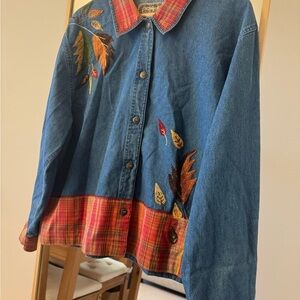 Tantrum Blues 90’s Vintage Denim Shirt L Oversized Fall Button Down Long Sleeve